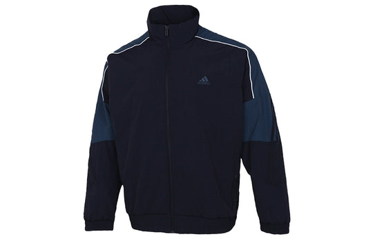 adidas M Si Wov Jkt Contrast Color Stitching Stripe Loose Stand Collar  Woven Jacket Blue GT6356