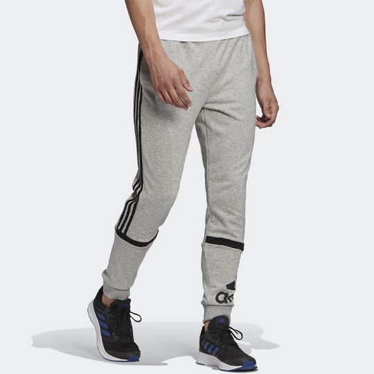 adidas Logo Printing Contrasting Colors Bundle Feet Sports Pants Gray ...