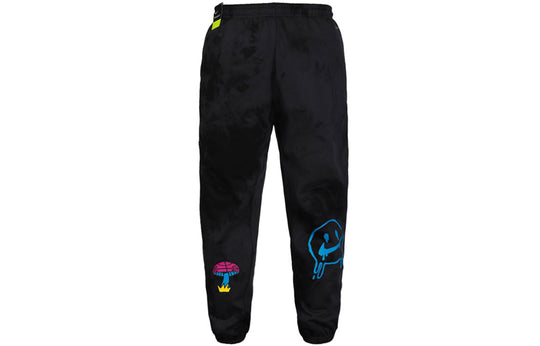 Nike Graffiti Embroidered Basketball Sports Fleece Lined Stay Warm Knit Long Pants Black CU3624-010