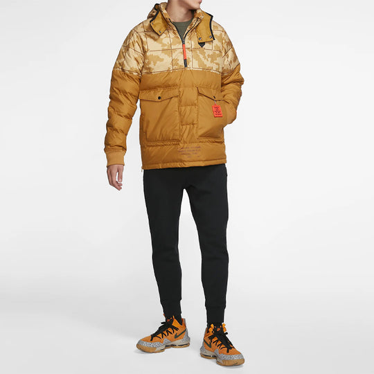 Nike LeBron Hybrid Half Pull Chain Warm Down Jacket Wheat Yellow AT390 ...