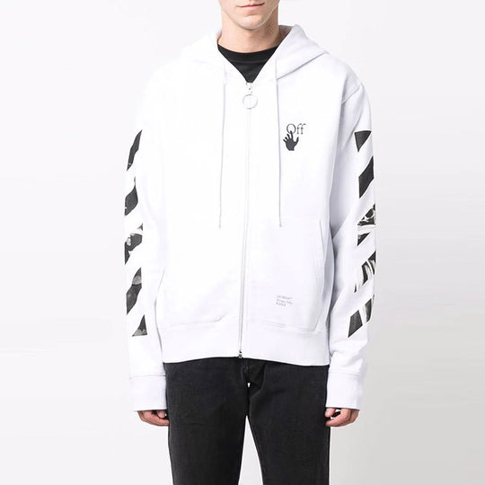 Off-White Carav Arrow Slim Zip Hoodie 'White/Black' OMBE001F21FLE00901