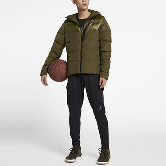 Air Jordan Windproof Stay Warm Casual hooded down Jacket Green 924676 ...