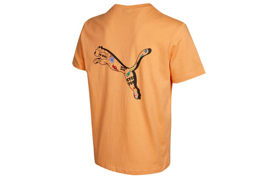 PUMA Awareness Logo Embroidered Printing Sports Loose Round Neck Short Sleeve Orange 532034-36
