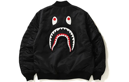 Men's BAPE Light Weight Shark MA-1 Black Jacket TBD-BAPE-4-KICKS CREW