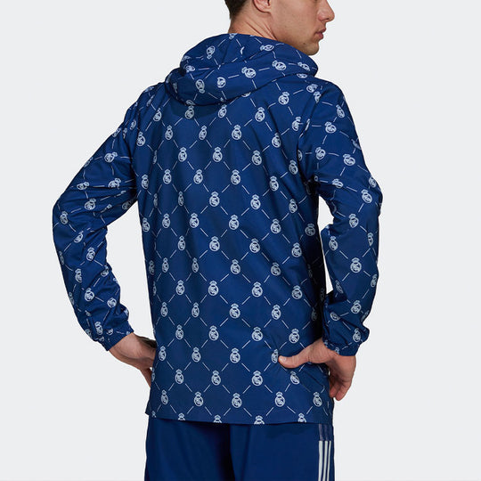 adidas Monogram-pattern Print Hooded Coat in Purple for Men