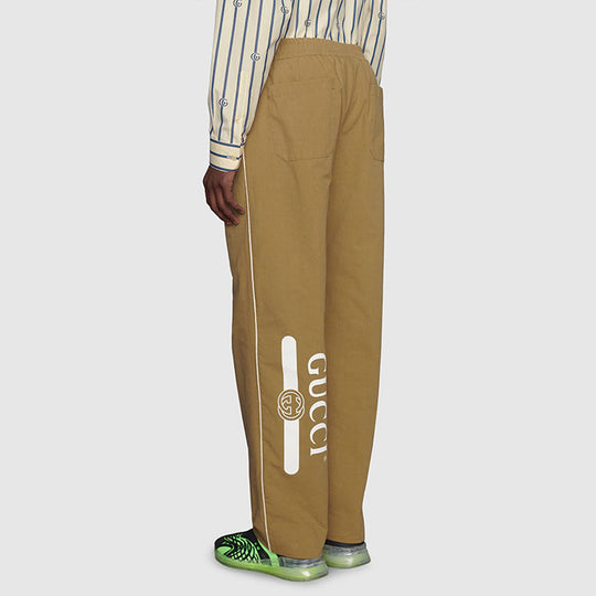 Men's Gucci Logo Alphabet Loose Casual Pants/Trousers Brown 625880 