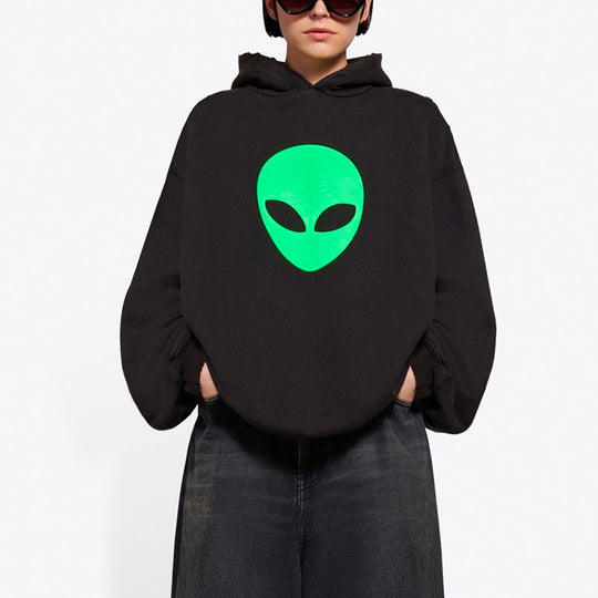 (WMNS) Balenciaga SS21 Classic Alien Hoodie Black 641529TJV959113