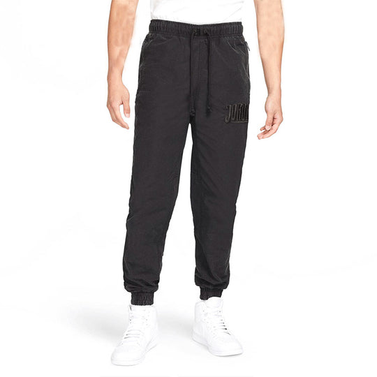 Men's Air Jordan Logo Pocket Zipper Lacing Athleisure Casual Sports Long  Pants/Trousers Black DA7242-010