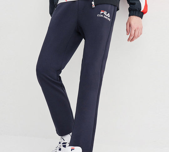 Men's FILA Logo Alphabet Printing Knit Sports Pants Blue F11M028606F-NV Sweat Pants - KICKSCREW