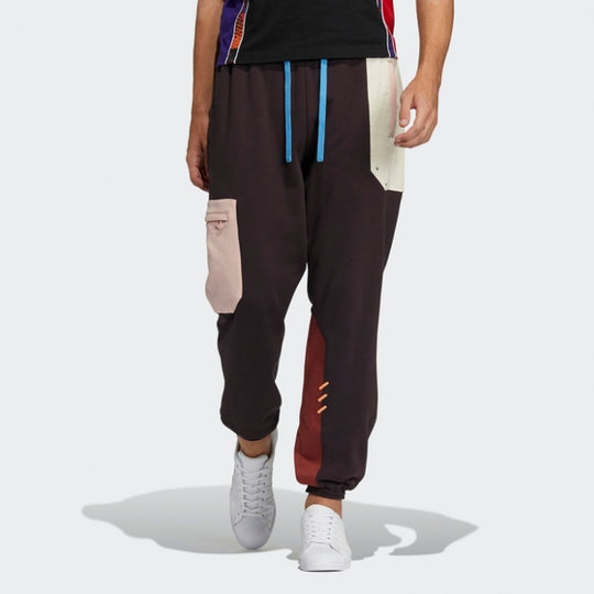 adidas originals Series Contrast Color Stitching Drawstring Sports Pants/Trousers/Joggers Brown HC0344