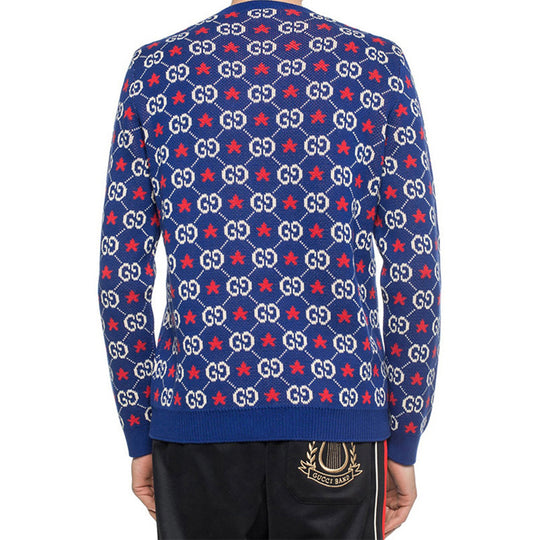 Men's Gucci SS21 G Round Neck Pullover Wool Sweater Blue 576792-XKAUI-4915