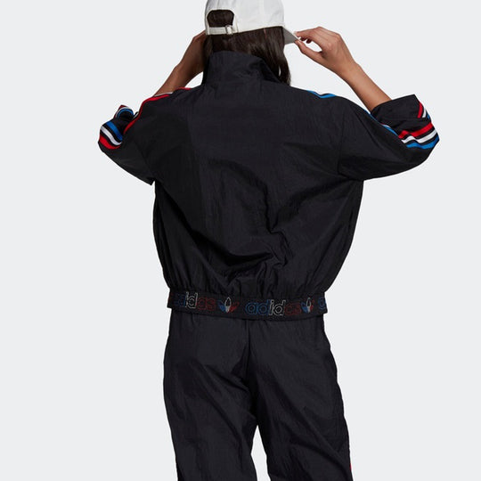 (WMNS) adidas originals Japona Tt Casual Sports Knit Stand Collar Jacket  Black GT8464