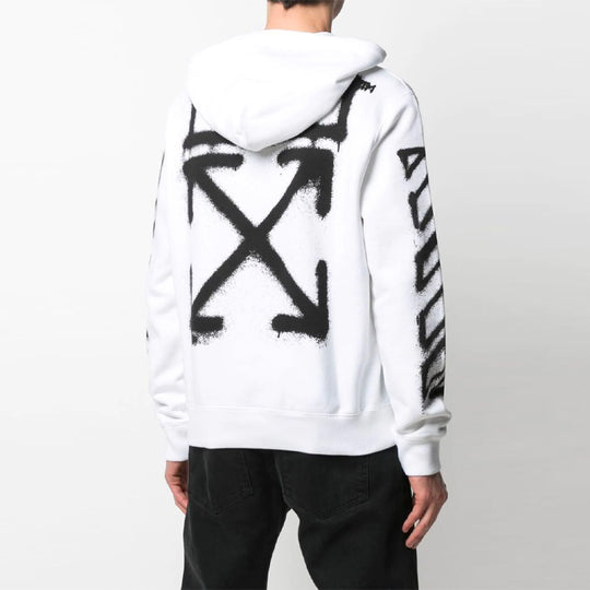 Men's OFF-WHITE SS21 Spray Marker Logo Printing Hoodie Loose Fit White OMBB034S21FLE0040110 Hoodie - KICKSCREW