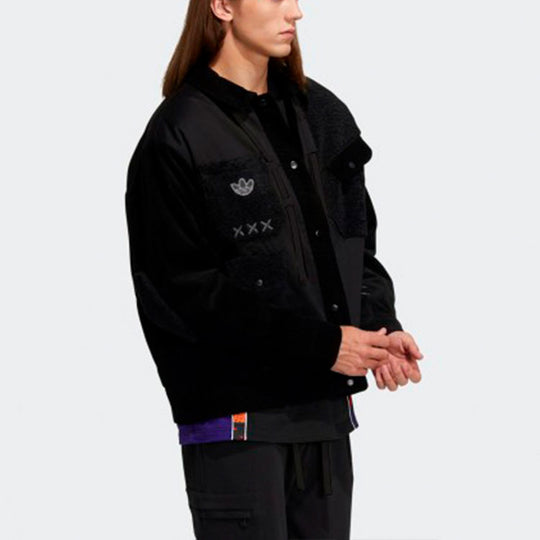 adidas originals x melting sadness Crossover Series logo Casual Splicing Sports Jacket Black HC0347