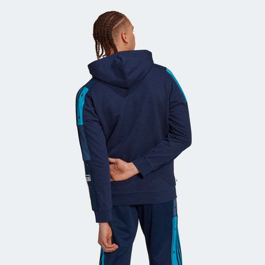 Men's adidas originals Re-process Hdie Sleeve Side Classic Drawstring Hooded Long Sleeves Blue HK7478