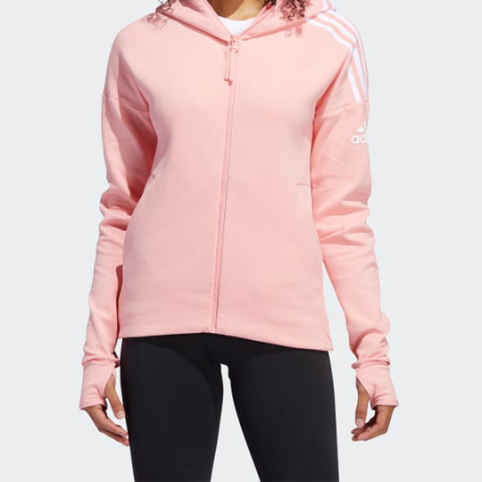 (WMNS) adidas Letter Printing Hooded Jacket Pink FI6722 - KICKS CREW