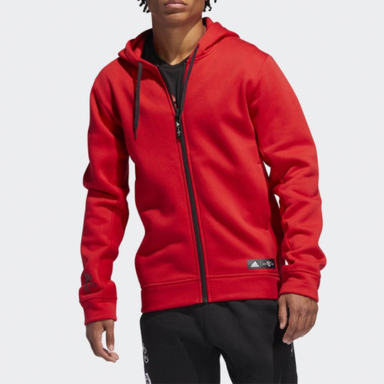 adidas Rose FZ Athleisure Casual Sports hooded Basketball Jacket Red EA3395