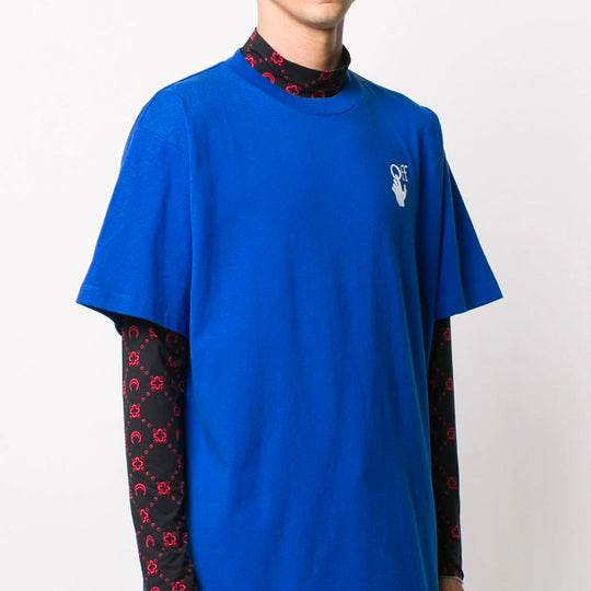 OFF-WHITE Double Arrow Applique Tee Men's Blue OMAA038F20FAB0084501 T-shirts - KICKSCREW