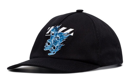 OFF-WHITE Black/Blue Flame Skull Applique Hat Men's Black