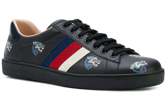 Gucci Wolf Pattern Casual Skate Shoes Black 386750-0H810-1162