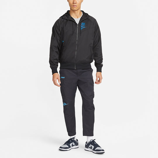 Nike Sportswear Sport Logo Printing Woven Breathable Hooded Jacket 'Bl ...