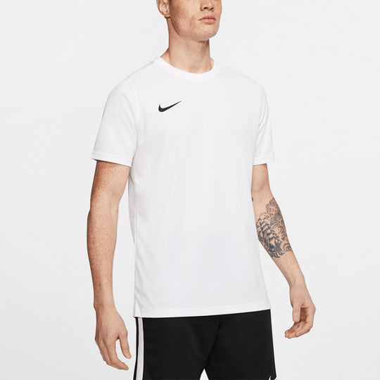 Men's Nike Dri-FIT Solid Color Logo Casual Sports Short Sleeve White T ...