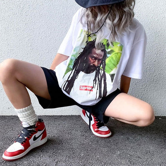 Supreme SS19 Buju Banton Tee Reggae Character Printing Short