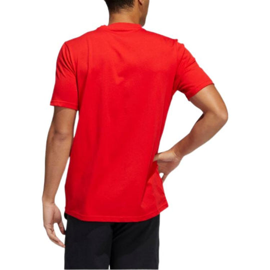 Men's adidas Logo Alphabet Printing Round Neck Pullover Short Sleeve Japanese Version Red T-Shirt HE4829