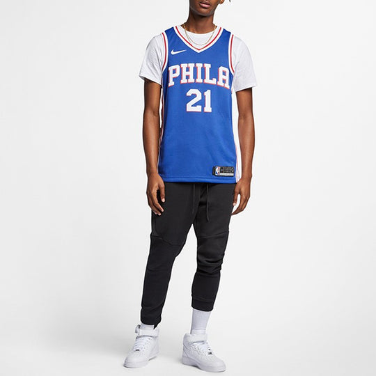 Joel Embiid Philadelphia 76ers Blue Adidas Swingman Jersey Size L+