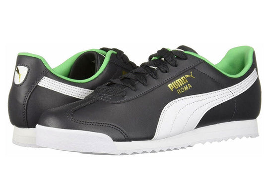 PUMA Roma Basic+ Low Top Running Shoes Black/Green 369571-01 - KICKS CREW