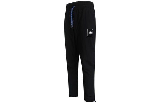 Men's adidas Woven Pants Logo Printing Pattern Lacing Straight Sports Pants/Trousers/Joggers Black FR7208