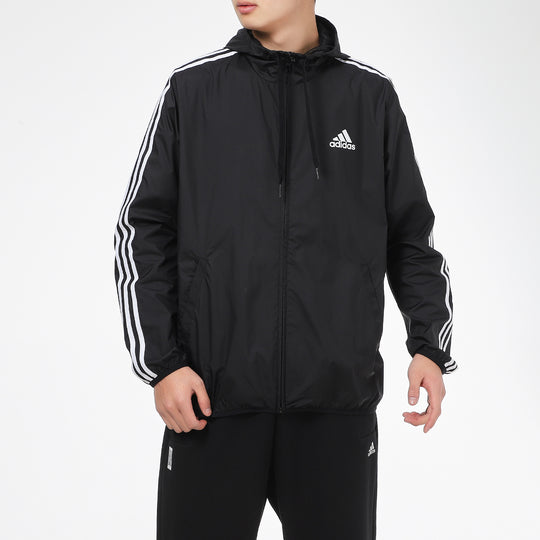 adidas Casual Sports Woven hooded Windproof Jacket Black GK9026