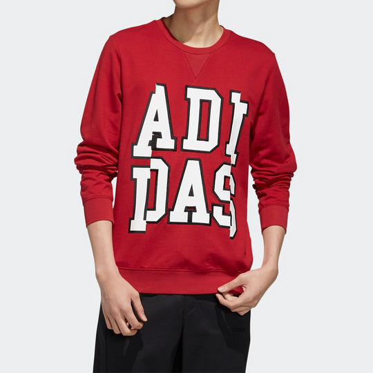 adidas neo Large Logo Printing Round Neck Pullover Red EI6271