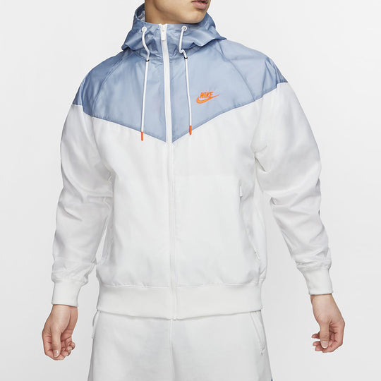 Nike Splicing Woven Hooded Jacket White Blue Splicing AR2192-105 ...