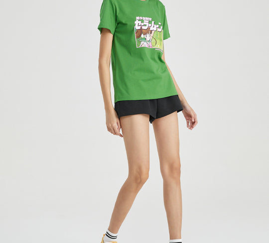 Skechers SS20 Sailor Moon Crossover Short Sleeve Green T-Shirt L120W118-00MX