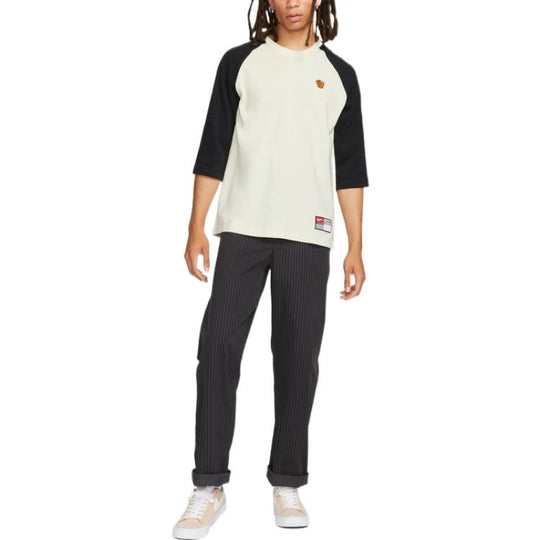 Nike Colorblock Round Neck Three-Quarter Long-Sleeve Coconut Milk