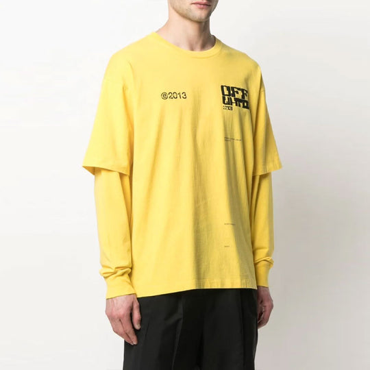 OFF-WHITE Casual Alphabet Printing Long Sleeves Version Yellow OMAB022S21JER0051910 T-shirts - KICKSCREW