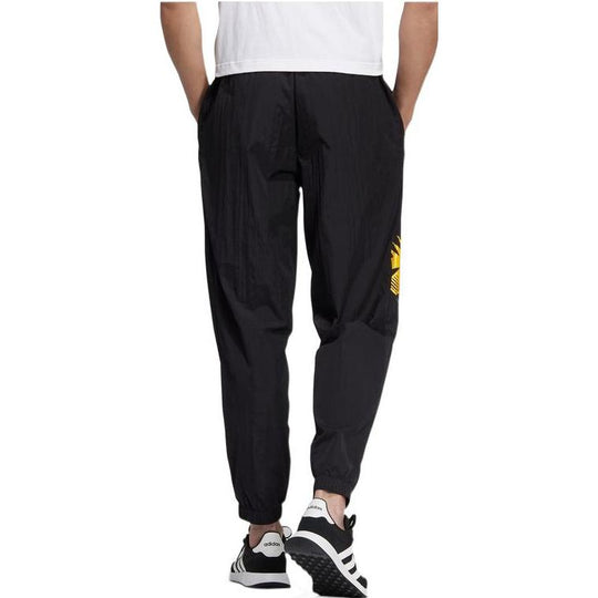 Men's adidas neo Basketball Series Alphabet Printing Lacing Bundle Feet Sports Pants/Trousers/Joggers Black HM9989