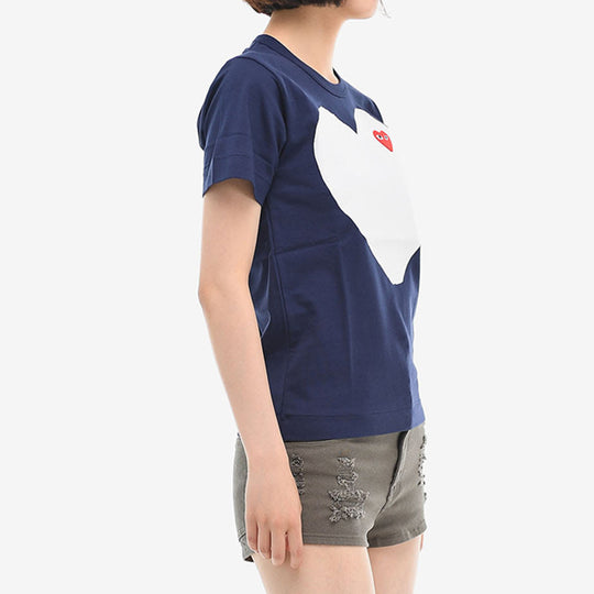 Comme des Garcons Play White Heart T-shirt Navy