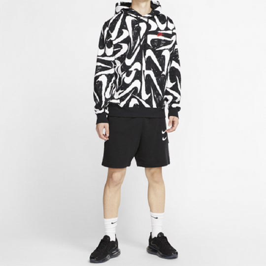 Nike Athleisure Casual Sports Printing Fleece Black CK2231-010 - KICKS CREW