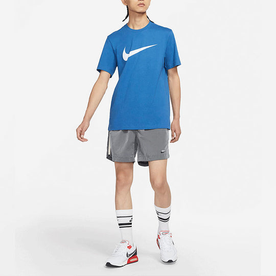 Nike Sportswear Swoosh Casual Sports Round Neck Short Sleeve Blue DC50 ...