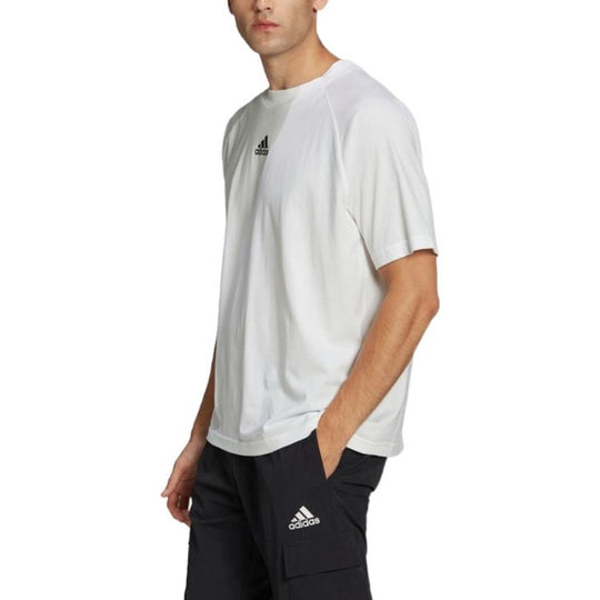 Men's adidas Back Logo Printing Round Neck Loose Short Sleeve White T-Shirt HE4421