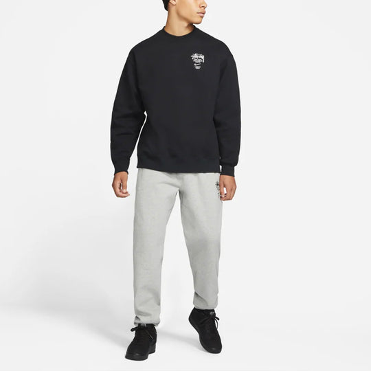 Stussy x Nike Chest Logo Round Neck Sports Fleece Lined Unisex US Edition  Black DC4198-010