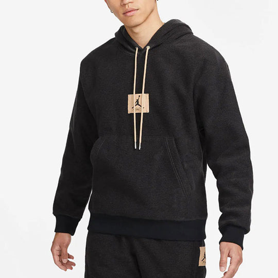 Men's Air Jordan Hooded Casual Printing Sports Plush Pullover Autumn Black DC9585-010