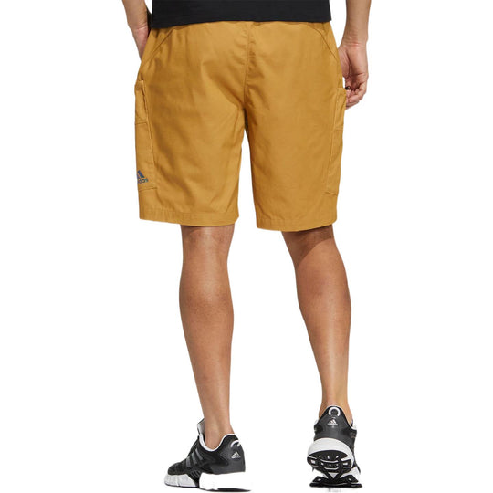 Men's adidas Solid Color Logo Printing Casual Straight Shorts Yellow H ...