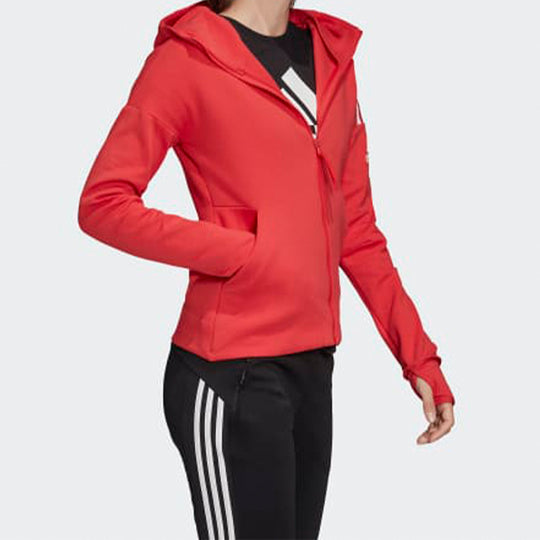 (WMNS) adidas Alphabet Printing Hooded Jacket Red FL1958