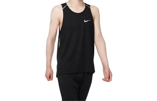 Men's Nike Breathe Elite Solid Color Logo Printing Sleeveless Sports Black Vest BV4698-010