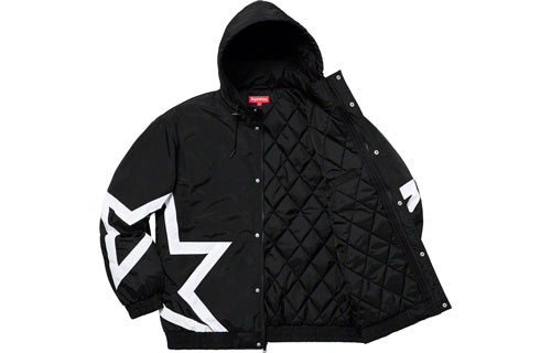 Supreme SS19 Stars Puffy Jacket Black Back Large logo Pattern