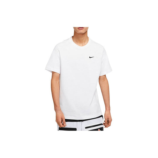 Men's Nike Sportswear Solid Color Embroidered Logo Micro Mark Round Ne ...