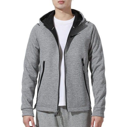 Nike Knit Sports hooded Logo Jacket Gray DD1879-010 - KICKS CREW